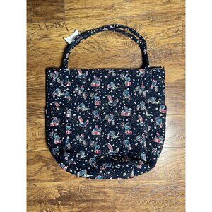 Vera Bradley Iconic Bright Tote in Holiday Owls Navy Background RETIRED NEW